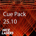 Interwoven red and orange laser beams creating a circular pattern, showcasing the fiery and captivating elements of CuePack 25.10.