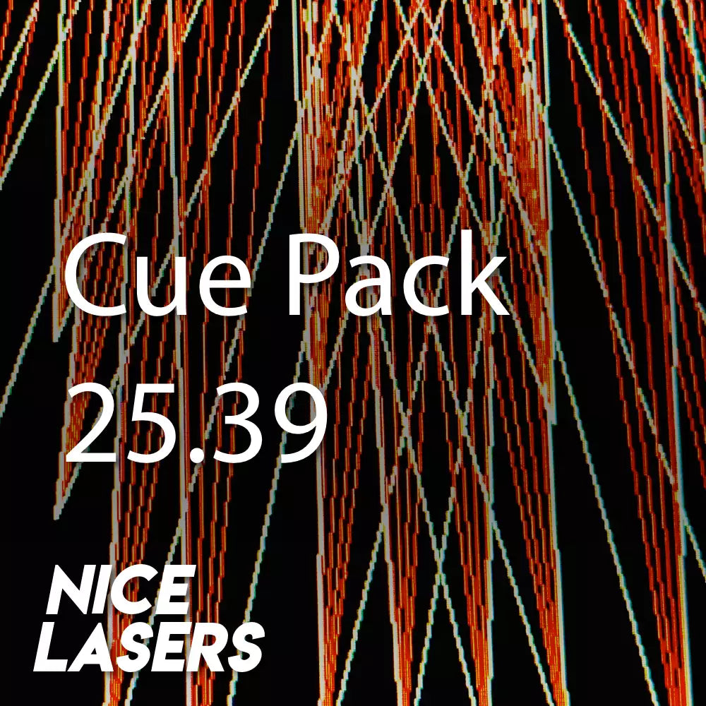 Laser cue pack featuring bold red, orange, and yellow tones with high-energy motion and shapes designed for intense moments.