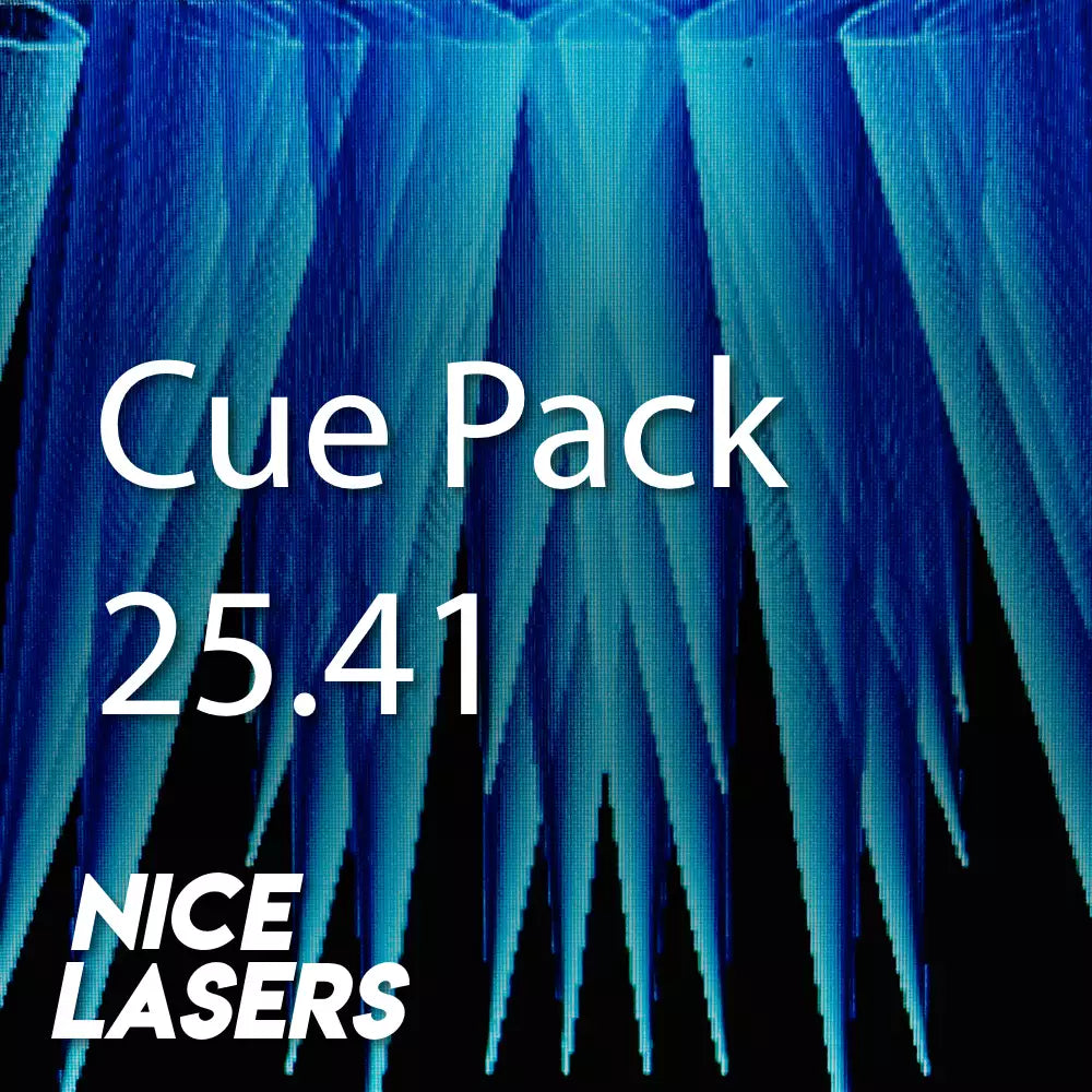 Laser cue pack featuring clean blue beams and shapes for ambient, techno, and deep-set visual energy.