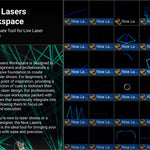 Nice Lasers Workspace showcasing dynamic laser cues with vibrant blue and cyan colors for immersive and impactful laser shows.