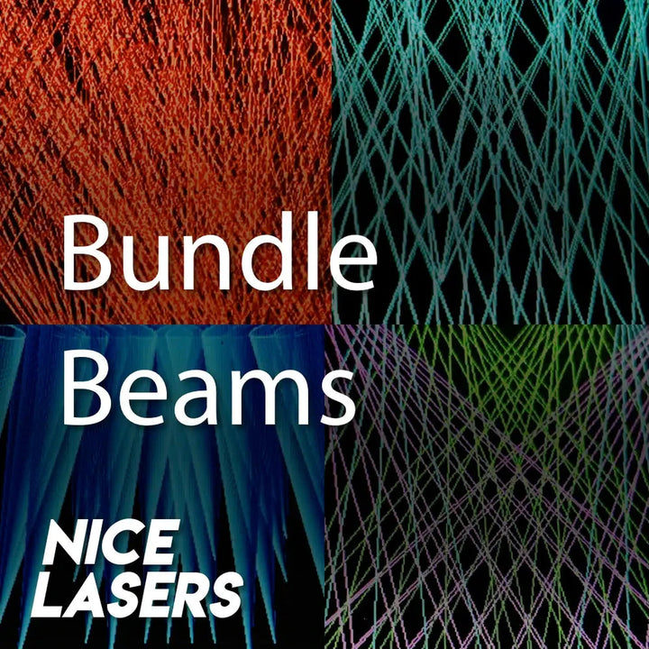 Beams Series laser cue bundle with 'Nice Lasers' branding