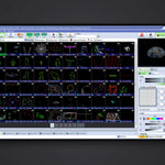QuickShow cue grid: built-in laser cues with live size, position and color controls