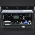 Unity Raw 1.7 rear panel: DMX in/out, ILDA in/thru, interlock, safety key, power