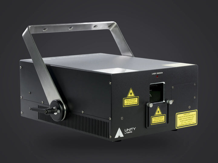 Unity Raw 10 RGB laser projector, front three-quarter view