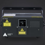 Unity Raw 3 FB4 front: aperture, laser emission label and Unity logo