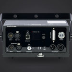 Unity Raw 3 FB4 rear panel: Ethernet ports, DMX in/out, OLED display, interlock, safety key, power